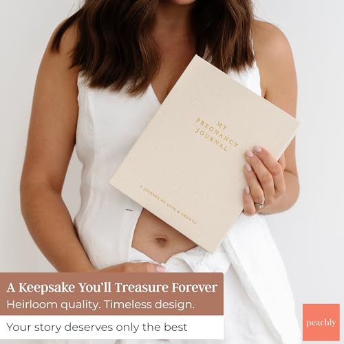 Peachly Pregnancy Journal - Linen Pregnancy Book to Capture Every Milestone - Pregnancy Must Haves - Baby Book Keepsake Pregnancy Journals For First Time Moms and Experienced Moms - color: Beige