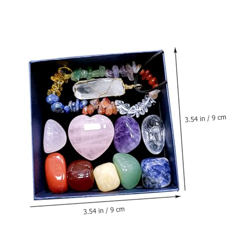 1Set Delicate Healing Chakra Crystal Pendant Kit with Present Box Portable Meditation Stones for Relief Gemstone Accessories for Relaxation Decoration