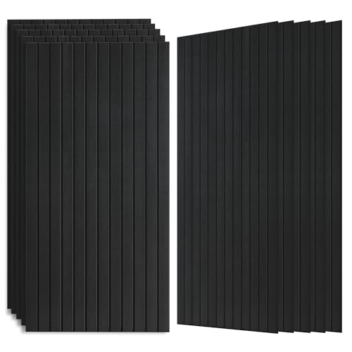 Wood Veneer Sound Panels, 10 Pack 47.2”x23.6” Wall Panels, Decorative Acoustic Panels for Walls, for Office,Home Theater,Studio,Living Room, Smoky(Mitred) - color: Mitred Smoky, size: 10 PACK