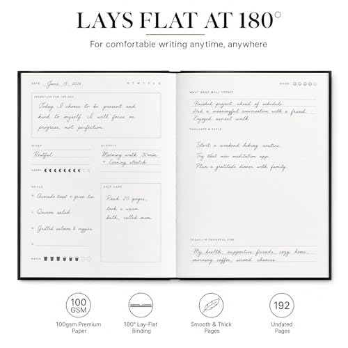 &And Per Se Wellness Journal, Self Care & Daily Journal for Women, Mental Health Planner with Habit Tracker, Diet & Goals, Undated, Gift-Ready (Stardust Black) - color: K-Stardust Black