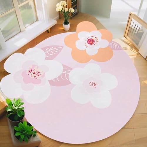 ABREEZE Irregular Large Flower Meditation Mat Non Slip Round Pilates Yoga Mat Natural Rubber with Sueded Surface Exercise Mat