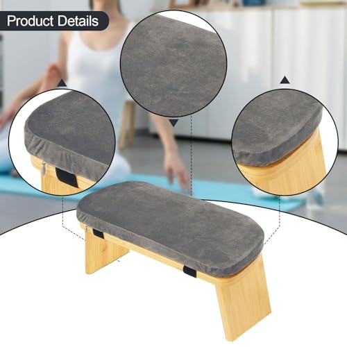 Vaveren Yoga Meditation Bench Meditation Stool for Extended Practice Folding with Removable Cushion Comfortable Kneeling Stool Chair - color: Gray