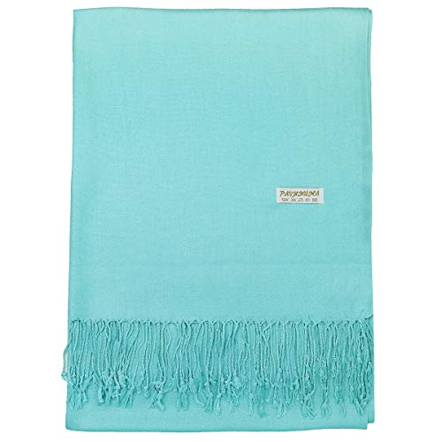 Falari Women's Soft Solid Color Pashmina Shawl Wrap Scarf, for Wedding, Bridesmaid Gifts, Evening Dress - color: Aqua Blue