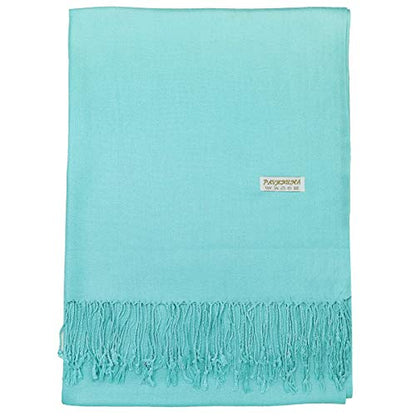 Falari Women's Soft Solid Color Pashmina Shawl Wrap Scarf, for Wedding, Bridesmaid Gifts, Evening Dress - color: Aqua Blue