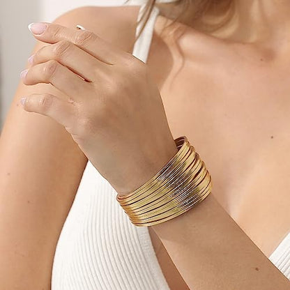 Fesciory Leather Wrap Bracelets for Women, Boho Leopard Multi-Layer Crystal Beads Cuff Bracelet Jewelry - color: B14:Short Gold1