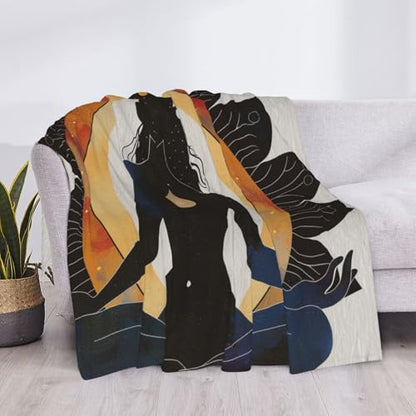 Yoga Meditation Printed Flannel Throw Blanket 60x50 Inch, 280g Anti-Pilling Soft Lightweight Warm Lap Blanket for Couch, Bed, Travel, Camping, Office Use - size: 60x50 Inch