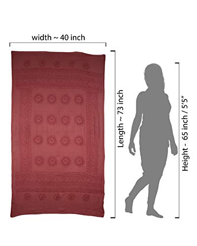 Yoga Scarf Meditation Shawl Large Wrap Hindu Prayer Stole OM print - color: Red
