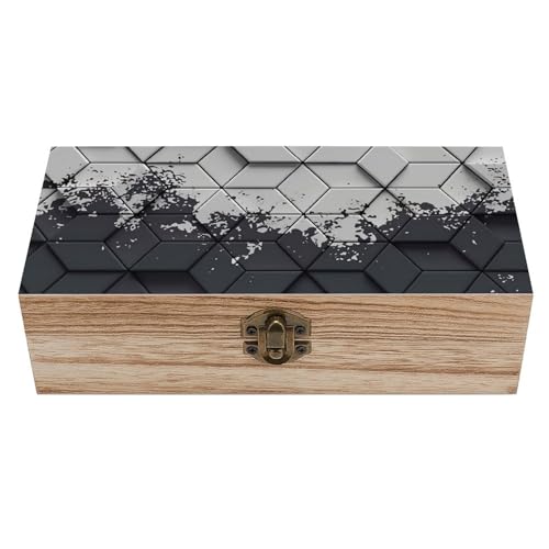 Hexagon Wooden Storage Box (7.9" X 3.9" X 2.3"),Vintage Wooden Jewelry Box with Hinged Lid Natural Wood Keepsake Storage Boxes, Decorative Rustic Organizer for Home Decor Crafts Rings Gifts - color: Hexagon