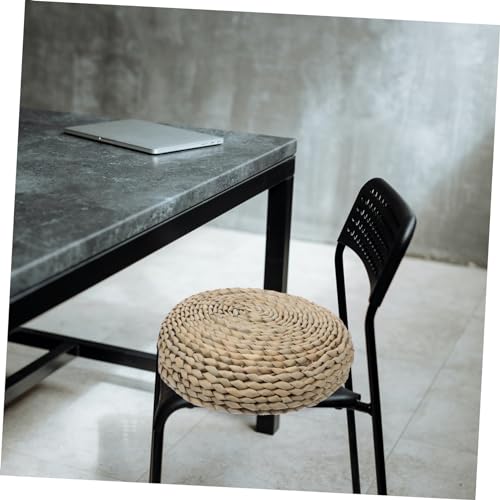 Round Thick Straw Woven Meditation Cushion Japanese Style Cotton Filled Floor Pillow for Yoga and Relaxation and Comfortable for Home and Office Use