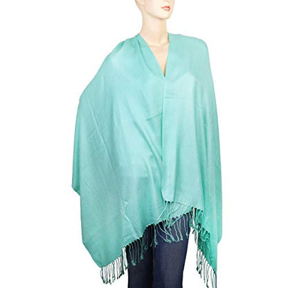 Falari Women's Soft Solid Color Pashmina Shawl Wrap Scarf, for Wedding, Bridesmaid Gifts, Evening Dress - color: Aqua Blue