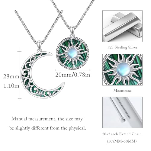 Yin Yang Necklaces for Women Men 925 Sterling Silver Pendant Necklace Yin Yang Jewelry for Women Men Couples - style: Sun Moon #5