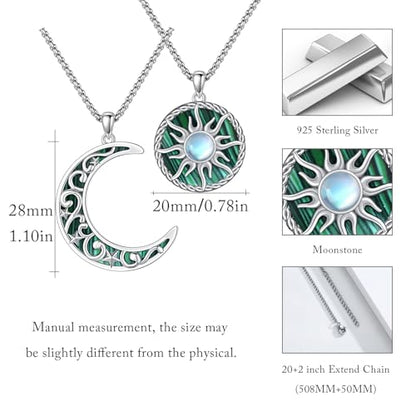 Yin Yang Necklaces for Women Men 925 Sterling Silver Pendant Necklace Yin Yang Jewelry for Women Men Couples - style: Sun Moon #5