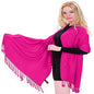 CJ Apparel Solid Color Tassels Design Nepalese Shawl Scarf Wrap Stole Throw Head Wrap Pashmina Gift Hand Made in Nepal New - color: Bright Pink