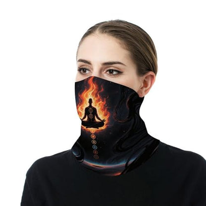 Blacklight Seven Chakra Yoga Meditation Neck Gaiter Personalized Soft Windproof Face Covers Cozy Winter Neck Warmer Gator Scarfs Multipurpose Fashion Breathable Bandana Face Mask Scarf for Adult