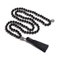 108 Mala Prayer Beads Necklace Natural Stones Meditation Yoga Jewery 108 Hand Knotted Japa Mala Beaded Long Tassel Necklace with Tree of Life Pendant for Men and Women - color: 8mm Black Onyx