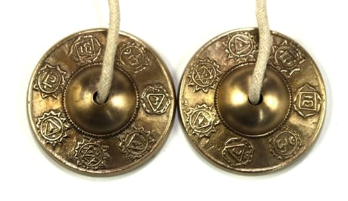 Tibetan Manjeera Tingsha Meditation Bell, Chime Bells, Cymbals, Buddhist Meditation, Yoga Bell Chimes small, auspicious symbol (Manjeera-06) - size: Manjeera-06