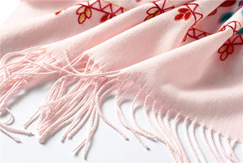 Urban CoCo Women's Embroidered Oversize Tassel Shawl Scarf Wraps for Women - color: Pink