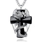INFUSEU Unique Dragon Necklaces with Healing Crystal Stone for Men Women, Personalized Spiritual Gifts, 24 Inch Chain - color: Large Black Cross