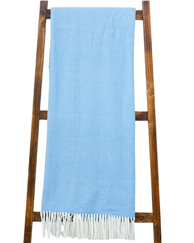 Alashan Cotton Acrylic Adirondack Herringbone Woven Throw - Throw Blanket - Carolina Blue - color: Carolina Blue