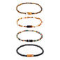 Natural Stone 4mm Round Beads Agate Adjustable Braided Elastic Rope Bracelets Unisex for Men Women - color: Color2-4pcs
