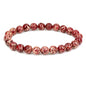 Keleny Gem Semi Precious Gemstones 8mm Natural Stone Round Beads Crystal Stretch Bracelets 7 Inch Unisex - color: 8mm Dyed Red Sea Sediment Jasper