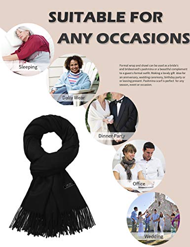 Pashmina Shawl Women Winter Scarf Warm Wedding Wraps Ladies Scarves for Evening Dresses - color: Black