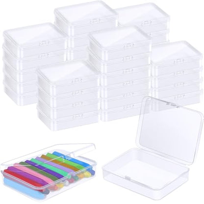 16 Pcs Plastic Crayon Box, Mini Plastic Storage Containers with Lid, 4.5x3.4 Inches Clear Rectangle Box Small Storage Boxes for Crafts, Jewelry Beads, Office Supplies (Clear) - color: Clear