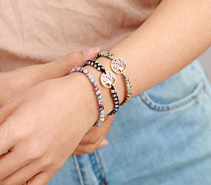 Boho Wrap Bracelet for Women, Handmade Natural Imperial Jasper Multi-Layer Stone Beaded Bracelet, Bohemian Healing Crystal Stone Jewelry Gifts - color: Purple Jasper