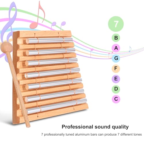 LIEKE 7 Tone Hand Chime Instrument Meditation Chime Mindfulness Bell with Nice Tone For Yoga Meditation Sound Healing Teachers' Classroom Management Tool - color: 7 Tone Chime