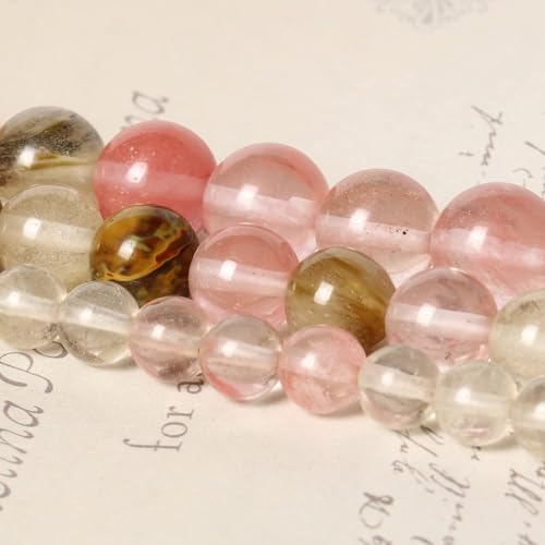 About 45pcs 8mm Natural Stone Beads Fire Cherry Quartz Beads Energy Crystal Power Gemstone for Jewelry Making, DIY Bracelet Necklace - color: Fire Cherry Quartz, size: 8mm