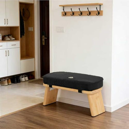 Meditation Bench, Bamboo Meditation Stool, Folding Kneeling Meditation Bench, Seiza Prayer Bench, Prayer Bench with Meditation Cushion, Kneeling Stool(Black) - color: Black