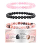 4mm 6mm 8mm Healing Crystal Bracelets for Women Men Natural Stone Beaded Stretch Bracelet Handmade Gemstone Reiki Spiritual Jewelry Gifts - color: Rose Quartz+Lava+Pink Zebra-Stress Relief, size: 6mm