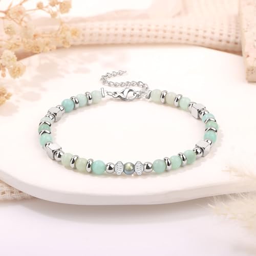 JoycuFF 𝗚𝗶𝗳𝘁𝘀 𝗳𝗼𝗿 𝗪𝗼𝗺𝗲𝗻 𝗠𝗼𝗼𝗻𝘀𝘁𝗼𝗻𝗲 𝗕𝗿𝗮𝗰𝗲𝗹𝗲𝘁 Amazonite Colorful Imperial Jasper Stainless Steel Beads Bracelets, Graduation Christmas Valentines Mothers Day Birthday Gifts - style: Graduation Gifts-She Believed...-Amazonite