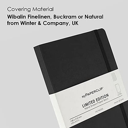 myPAPERCLIP Limited Edition A5 Checks/Square Grid Notebook | 192 Pages, 100 GSM, Soft Cover, A5 (5.83 × 8.27 in) | Flat Lay | Bookmark & Elastic Closure | Black - color: Black, style: Checks