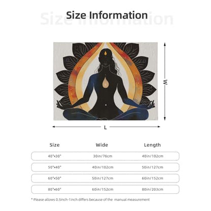 Yoga Meditation Printed Flannel Throw Blanket 80x60 Inch, 280g Anti-Pilling Soft Lightweight Warm Lap Blanket for Couch, Bed, Travel, Camping, Office Use - size: 80x60 Inch