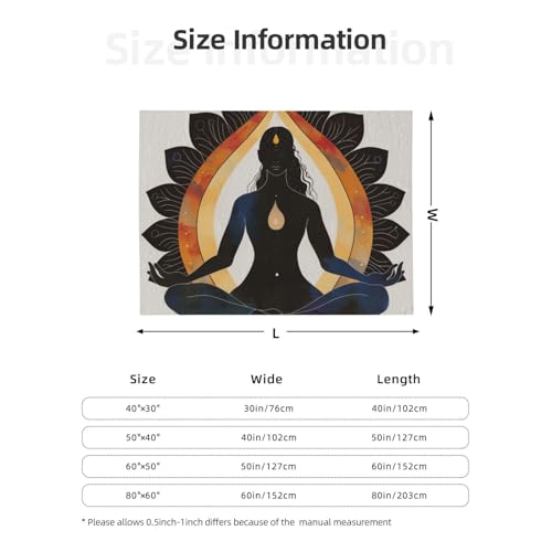 Yoga Meditation Printed Flannel Throw Blanket 40x30 Inch, 280g Anti-Pilling Soft Lightweight Warm Lap Blanket for Couch, Bed, Travel, Camping, Office Use - size: 40x30 Inch