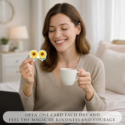 Positive Affirmations Cards for Women, Positive Wildflower Jar with 60 Daily Cards – Sunflower Daisy Lavender Poppy, Encouragement Gift for Mom Sister Friend, Birthday Stress Relief Desk Decor Gifts