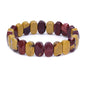 Keleny Semi Precious Stones 14mm Faceted Oval Beads Crystal Rock Elastic Bangle 7.5 Inch - color: Mookaite Jasper