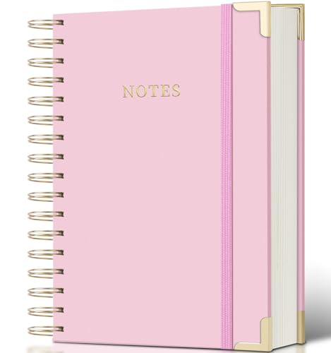 Spiral Notebook Journal, 328 Pages Linen Hardcover College Ruled Notebook, Lined Thick Journals for Women Men, B5 Thick Spiral Journal for Writing, 100GSM Paper, Cute Notebooks for Work School - color: B-Pink, size: B5(6.9INCH×9.8INCH)