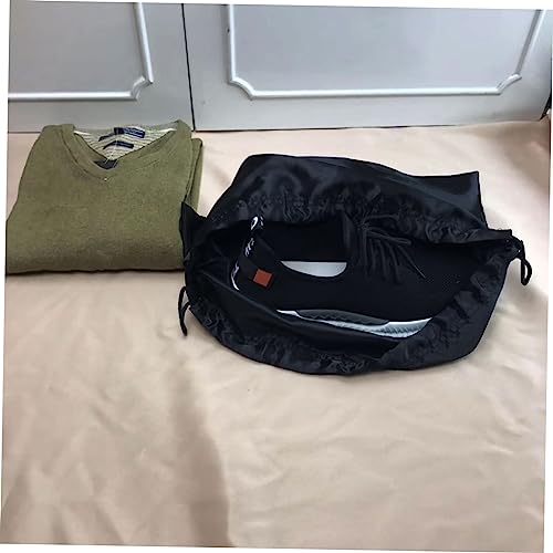 2pcs Durable Drawstring Storage Bags for Household Organization Lightweight Dustproof Cloth Finishing Bags Black Satin for Travel and Home Use