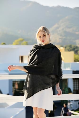 Pashmina Shawl Party Wraps Evening Dress Bridesmaid Long Cotton Scarves for Wedding - color: Black Grey 19