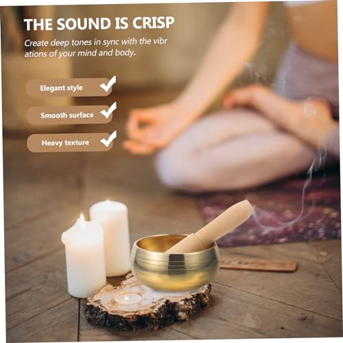 SECFOU 1set Tibetan Singing Bowl Handmade Meditation Sound Bowl with Mallet for Yoga Relaxation and Chakra Healing Lightweight Portable Meditation Accessory for - size: 8x8x5cm