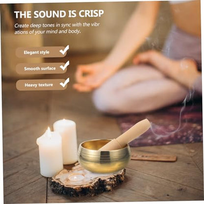 SECFOU 1set Tibetan Singing Bowl Handmade Meditation Sound Bowl with Mallet for Yoga Relaxation and Chakra Healing Lightweight Portable Meditation Accessory for - size: 8x8x5cm