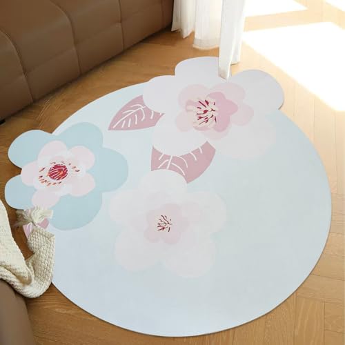 ABREEZE Irregular Large Flower Meditation Mat Non Slip Round Pilates Yoga Mat Natural Rubber with Sueded Surface Exercise Mat - color: Blue, size: 47x47inch