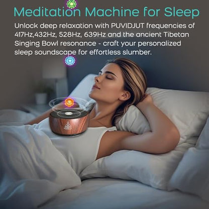 Sound Frequency Machine,Meditation Generator Instrument,Tone Device Tools - Solfeggio Frequencies Bath for Yoga, Mindfulness, Vibration System of Chakra Balancing, 5 Tones, 3 Timers - color: Zen Wood