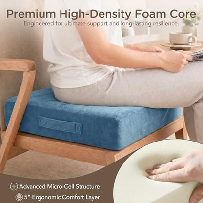 Codi Thick Replacement Couch Cushions 2 Sets, Upholstery Foam with Washable Covers for Sofa Cushion Chair Meditation - 24 × 24 × 5 Inch, High Density Foam, Blue - color: Blue, size: 24 Inch (Pack of 2)