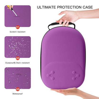Hard Carrying Case Compatible with Oculus Meta 3/3S,VR Headset Elite Strap and Touch Controller Accessories Carry Case,Hard Shell Travel Storage Bag (Purple) - color: Purple