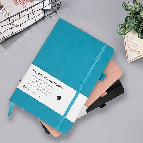 Hardcover Lined Journal Notebook, 192 Pages A5 Notebooks College Ruled, Journal for Women & Men, Notebooks for Note Taking/School/Work, 100GSM, 5.7" x 8.5" (Blue) - color: Blue