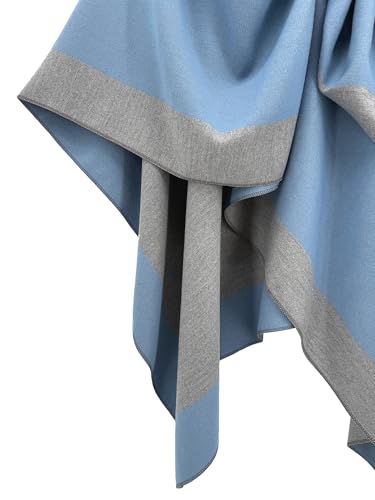 Women's Elegant Shawl Wraps, Soft Open Front Poncho Cape, Reversible Casual Cardigan Shawls for Gift Travel - color: Blue-gray