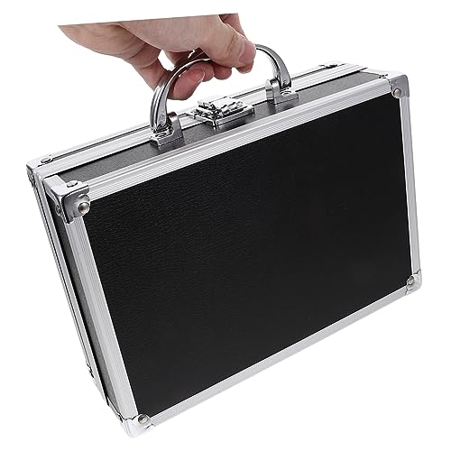 Beaupretty Handheld Aluminum Tool Case Multi Functional Briefcase with Capacity Storage for Home Office Travel Durable Hard Shell Design Convenient Carry Handle Black